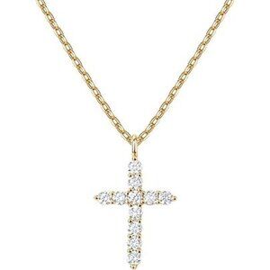 14K Gold Plated CZ Cross Necklace Faith Pendant Women Jewelry Gift
